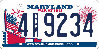 MD license plate 4BM9234