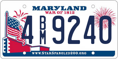MD license plate 4BM9240