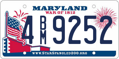 MD license plate 4BM9252