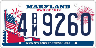 MD license plate 4BM9260