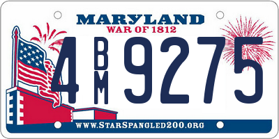 MD license plate 4BM9275