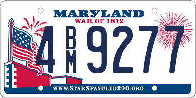 MD license plate 4BM9277