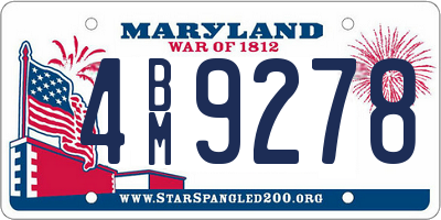MD license plate 4BM9278