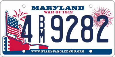 MD license plate 4BM9282