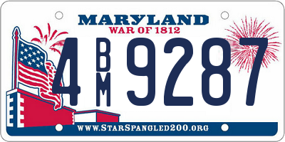 MD license plate 4BM9287