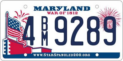 MD license plate 4BM9289