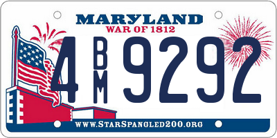 MD license plate 4BM9292