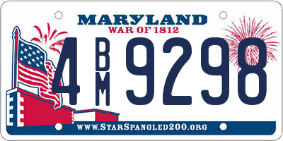 MD license plate 4BM9298