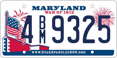 MD license plate 4BM9325