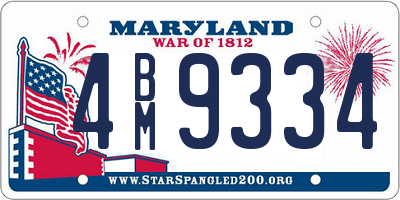 MD license plate 4BM9334