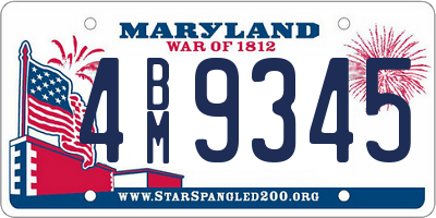 MD license plate 4BM9345