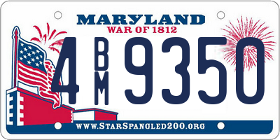 MD license plate 4BM9350