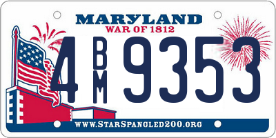 MD license plate 4BM9353