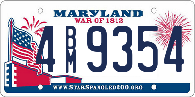MD license plate 4BM9354