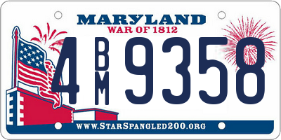 MD license plate 4BM9358