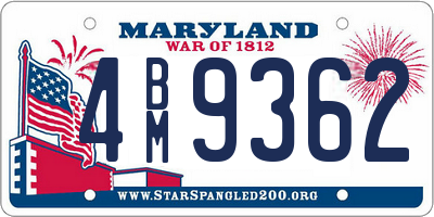 MD license plate 4BM9362