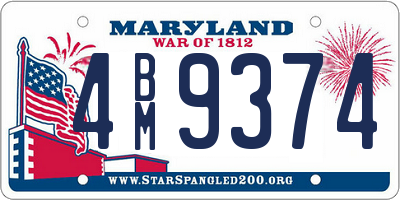 MD license plate 4BM9374