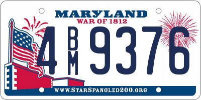 MD license plate 4BM9376