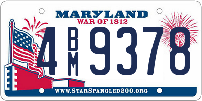 MD license plate 4BM9378
