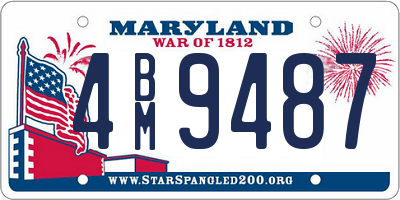 MD license plate 4BM9487
