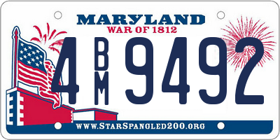 MD license plate 4BM9492
