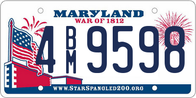 MD license plate 4BM9598