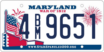 MD license plate 4BM9651