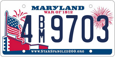 MD license plate 4BM9703