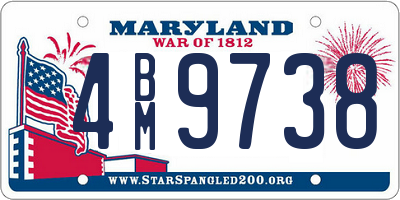 MD license plate 4BM9738