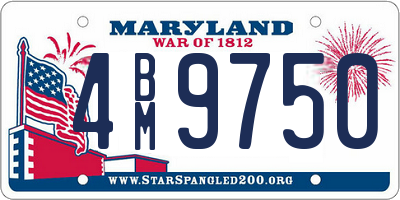 MD license plate 4BM9750