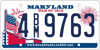 MD license plate 4BM9763