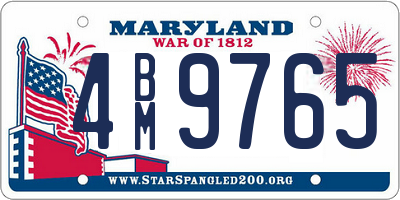 MD license plate 4BM9765
