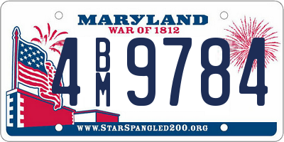 MD license plate 4BM9784