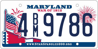 MD license plate 4BM9786