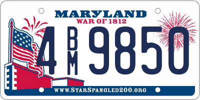 MD license plate 4BM9850