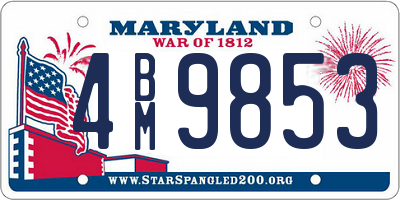 MD license plate 4BM9853