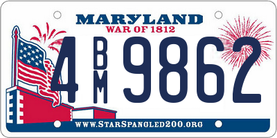 MD license plate 4BM9862