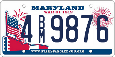 MD license plate 4BM9876
