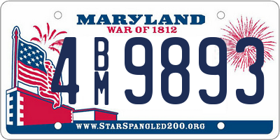 MD license plate 4BM9893