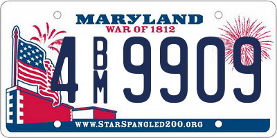 MD license plate 4BM9909