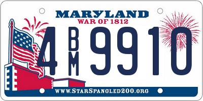 MD license plate 4BM9910