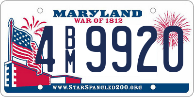 MD license plate 4BM9920