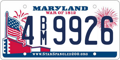 MD license plate 4BM9926