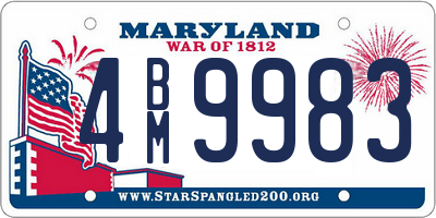 MD license plate 4BM9983