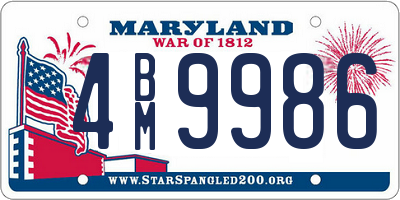 MD license plate 4BM9986