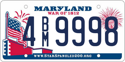 MD license plate 4BM9998