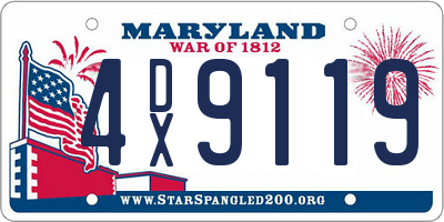 MD license plate 4DX9119