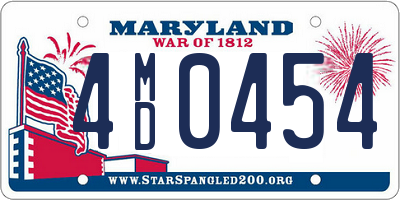 MD license plate 4MD0454