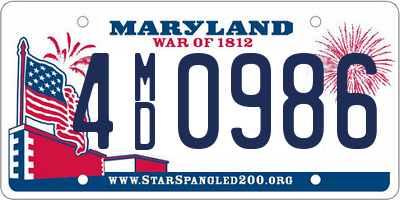 MD license plate 4MD0986