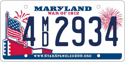 MD license plate 4MD2934